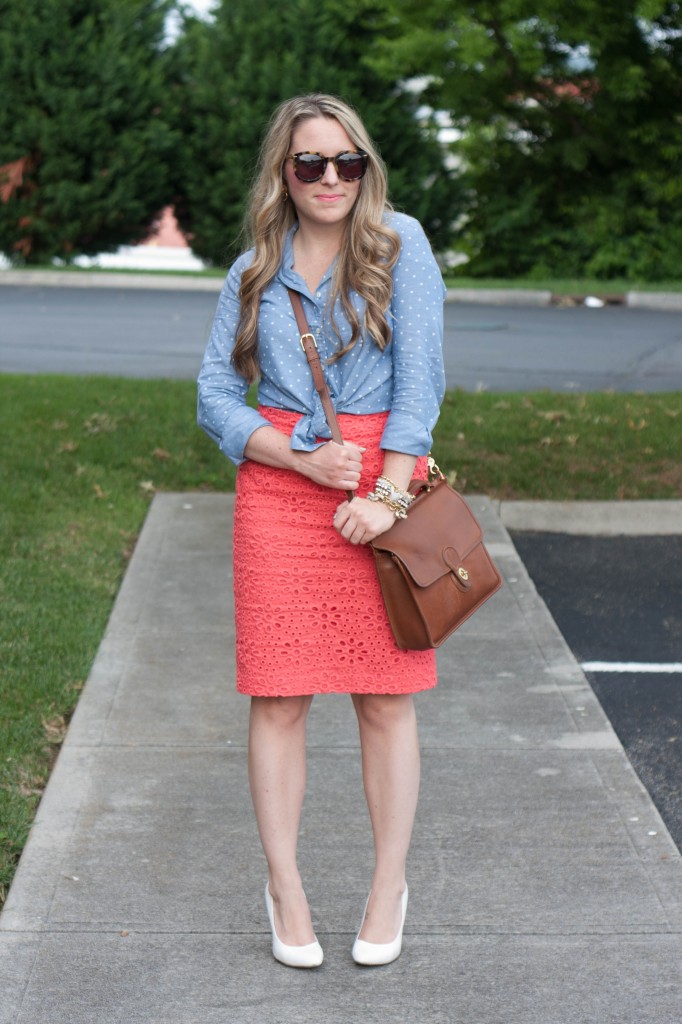 chambray and pencil skirt