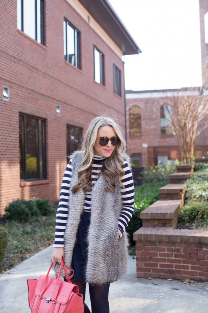 Faux Fur Vest and Turtleneck
