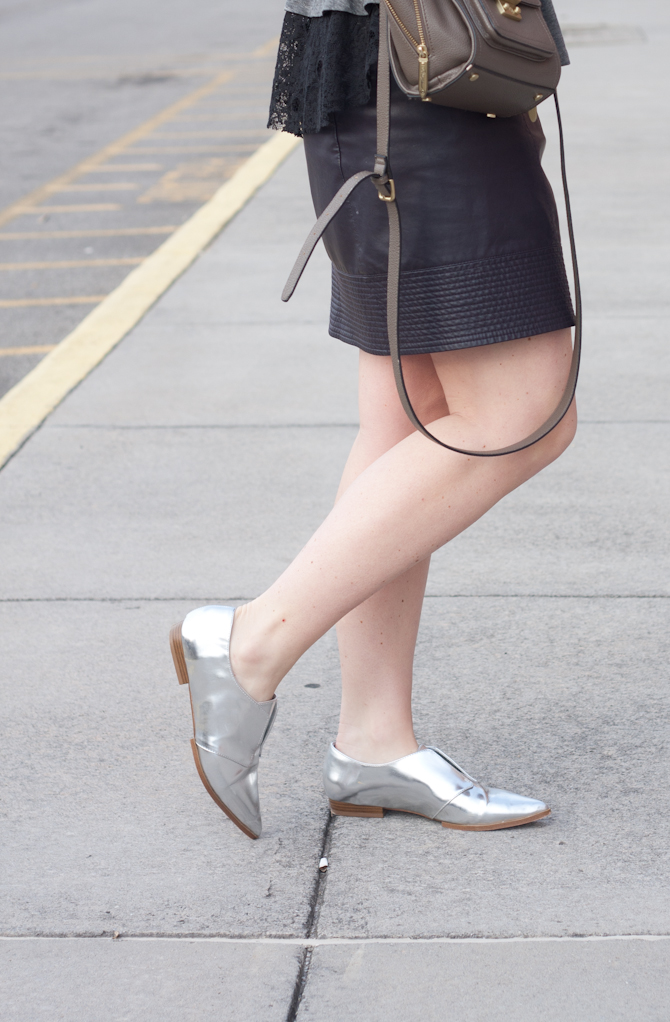Forever 21 silver pointed toe oxfords