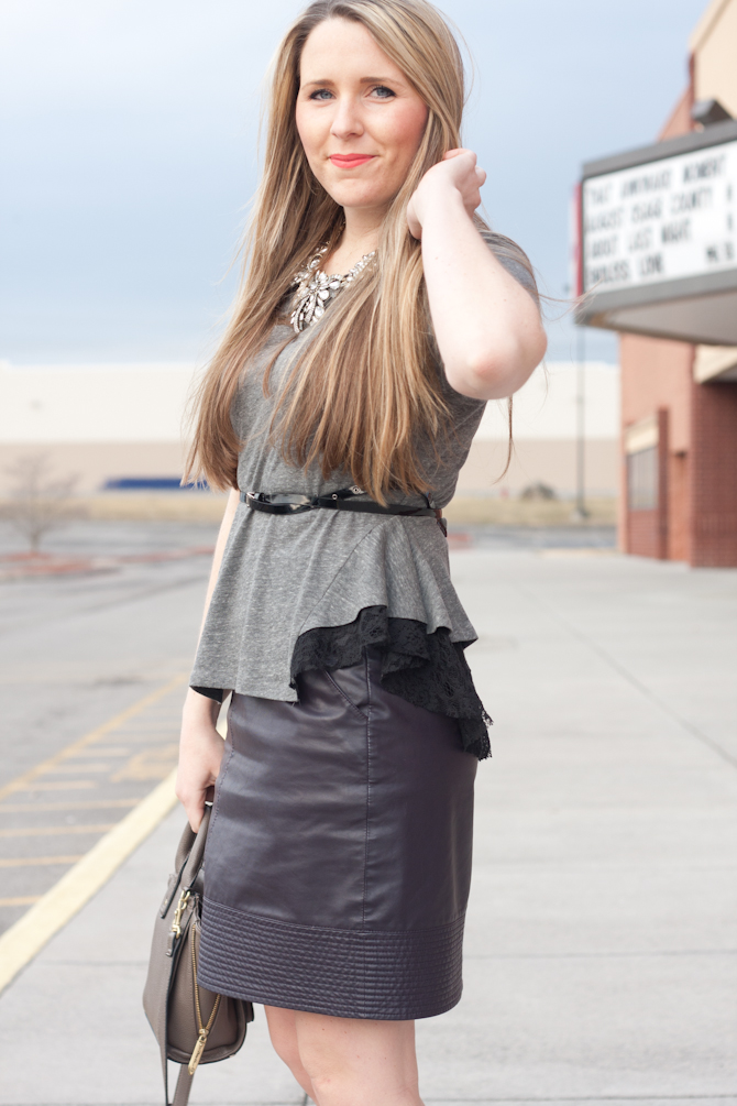 Free People top with a faux leather skirt