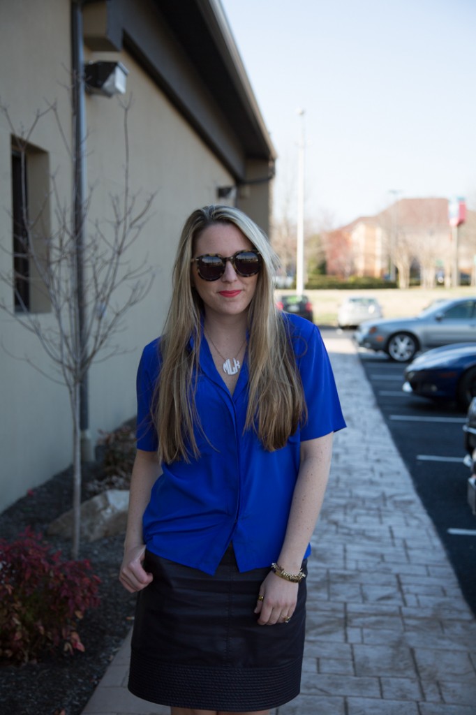 Cobalt top and Pink Bubbly Monogram Necklace