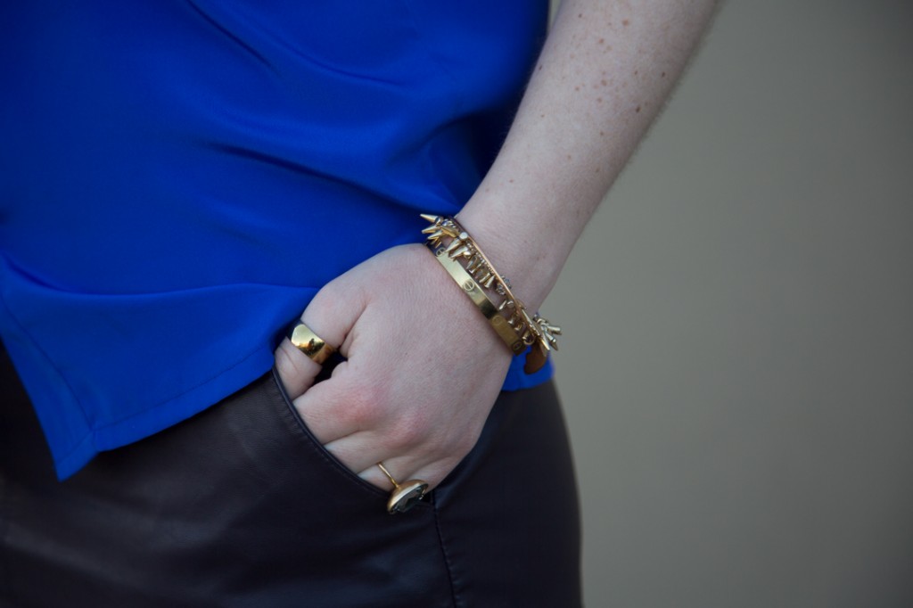 Stacked gold bracelets