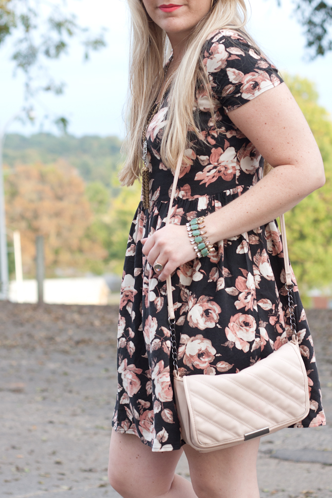 Rose Dress, Target Blush Purse, J.Crew Bracelet