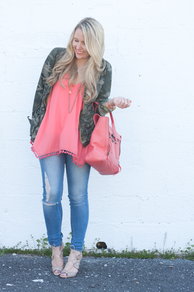 Coral Pom Top From My Kind of Lovely on Pearls & Twirls