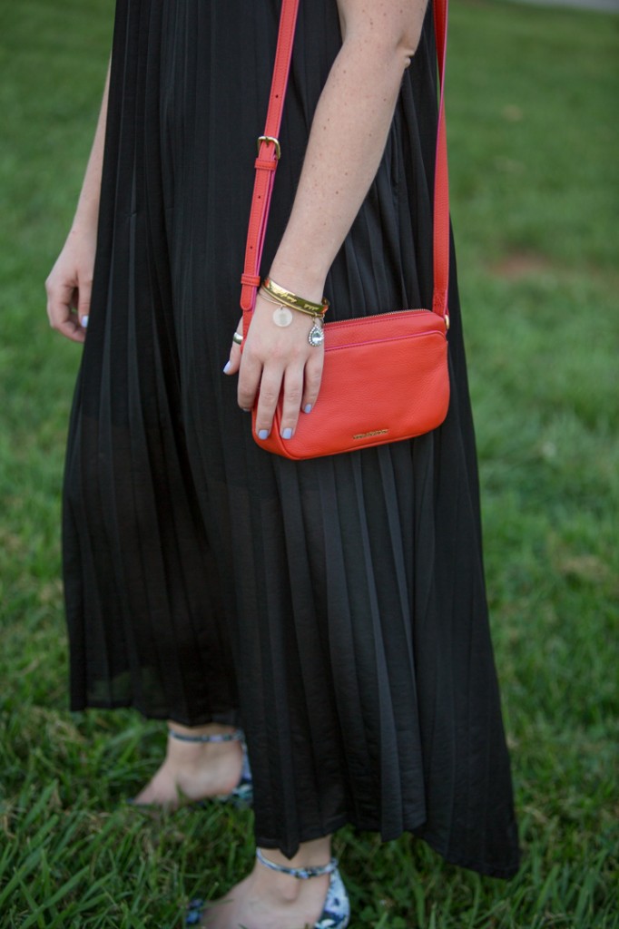 Vera Bradley crossbody and stacked gold bangles