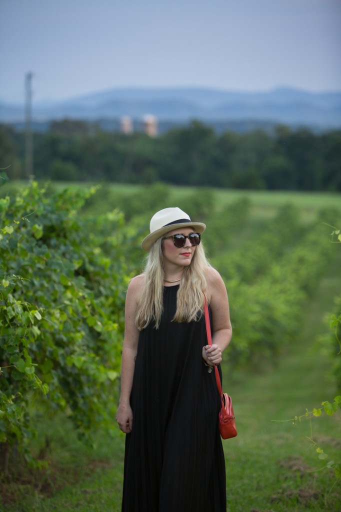 Little black dress & panama hat