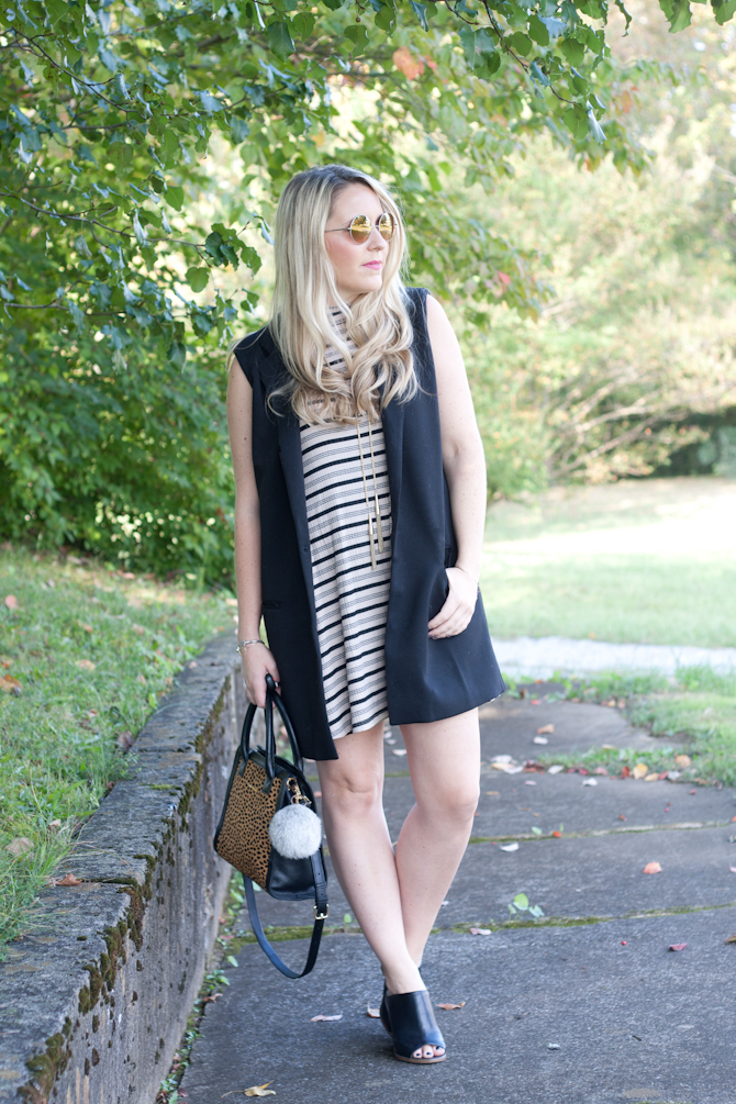 Stripe Dress & Sleeveless blazer-11