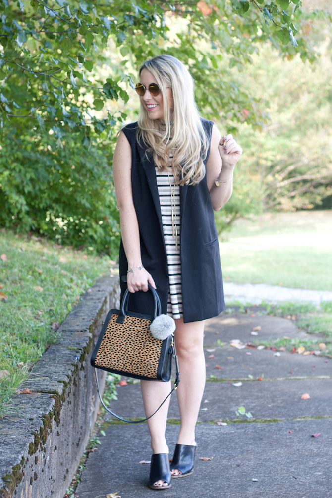 Stripe Dress & Sleeveless blazer-13