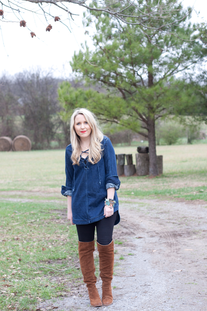 Free People denim lace up top_-5