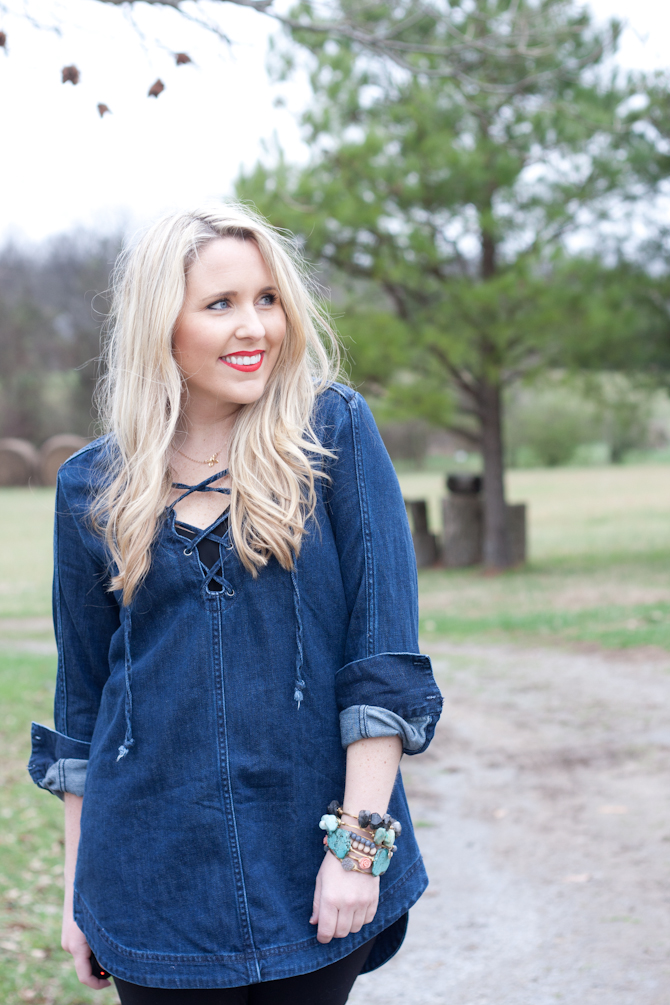 Free People denim lace up top_-7