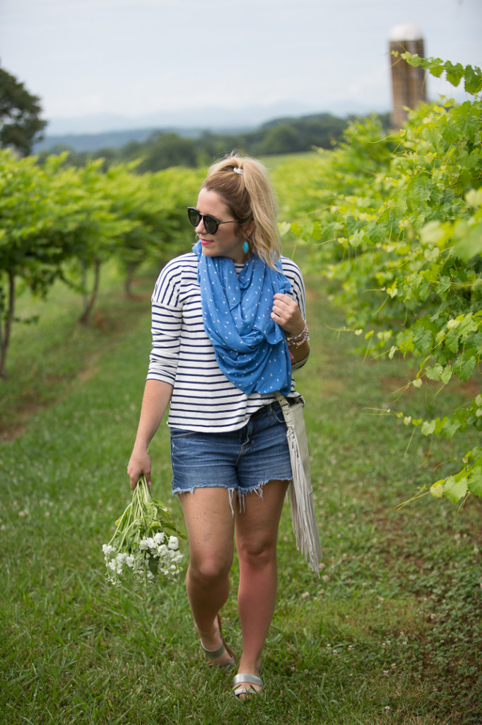 Stars Scarf, Stripe tee & Cutoffs