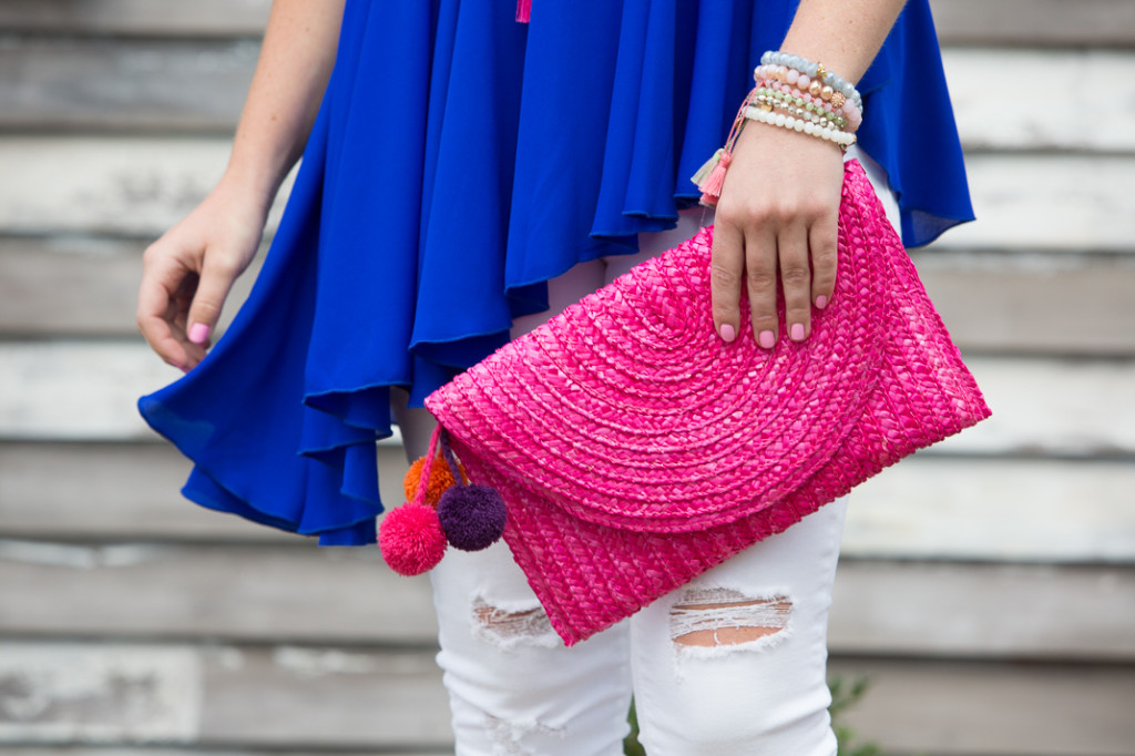 Blue Swing Top & Distressed White Denim-3