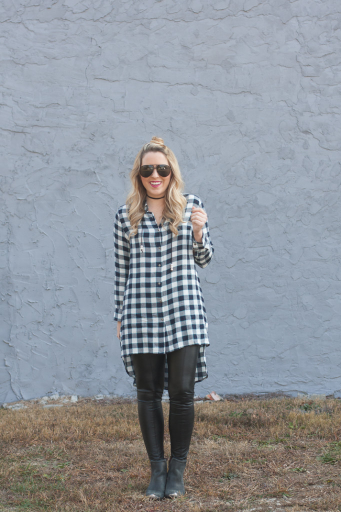 Button Down Tunic and Leather Leggings