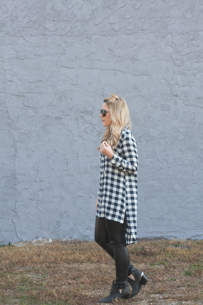 Button Down Tunic and Leather Leggings
